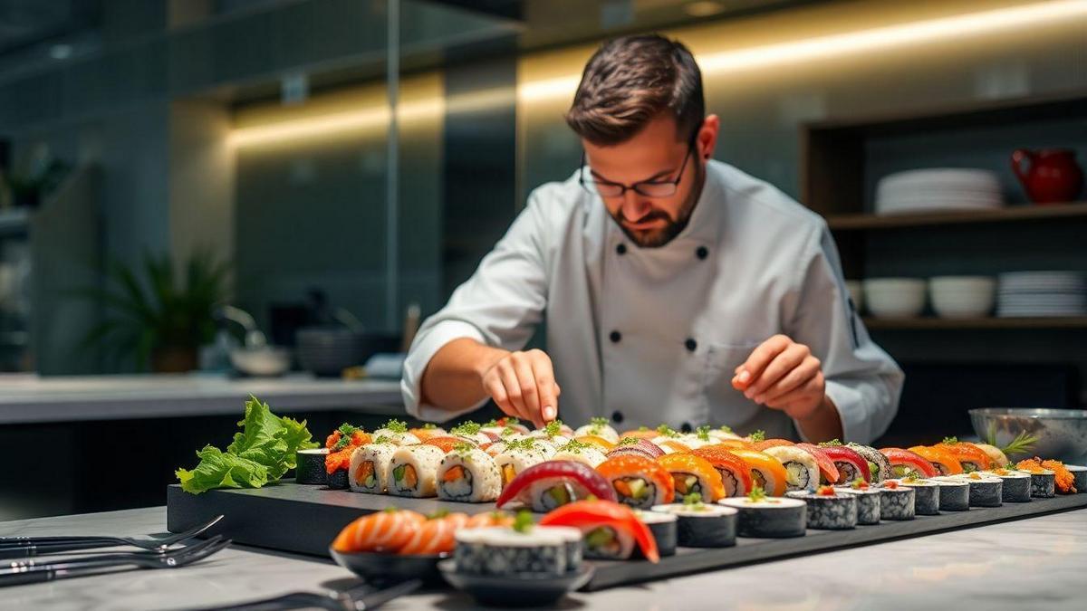 Criando sua própria combinação no cardápio de sushi