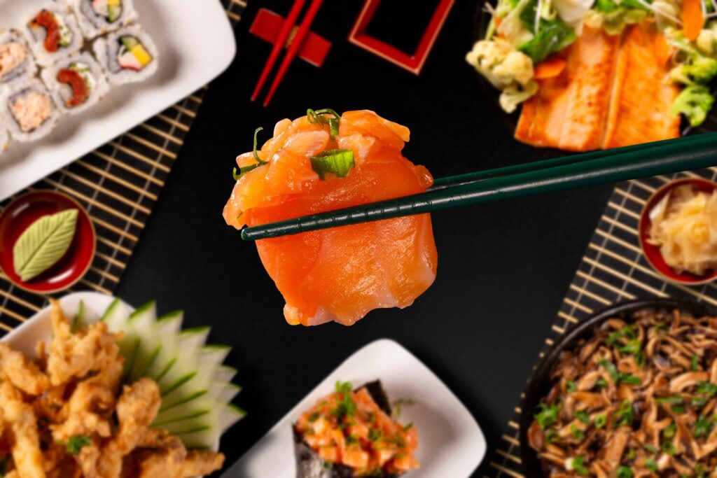 Japanese food combo black background 70216 711 Japanese food combo black background 70216 711